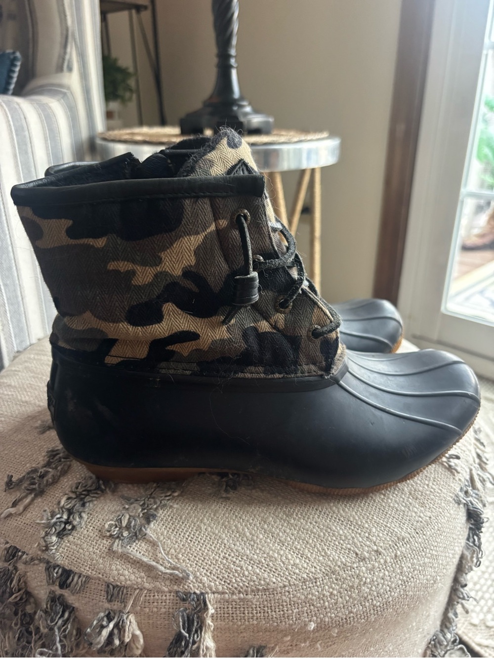 Woman’s Sperry  Camo Duck Boots - Black and Brown